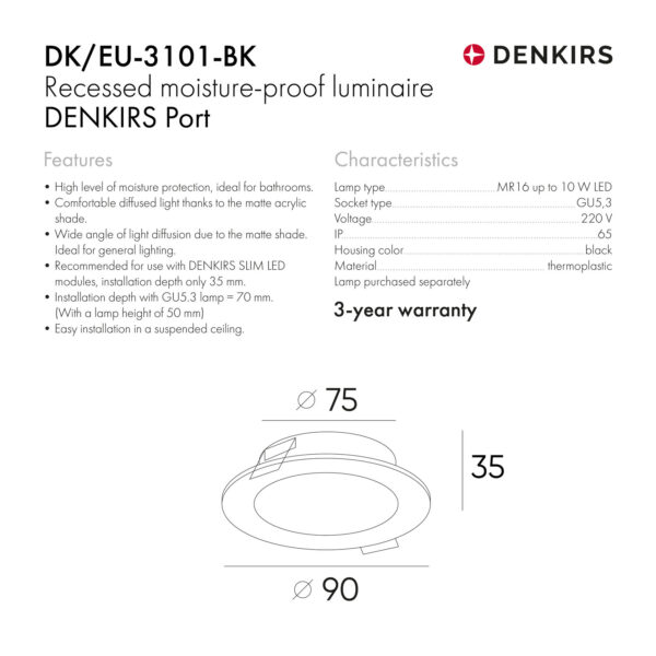 Įleidžiamas šviestuvas įtempiamoms luboms Brilliance DK3103-BK 6